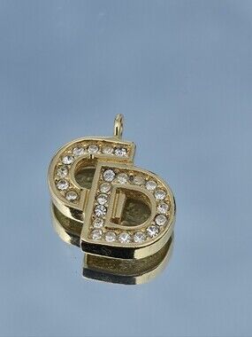 Vintage CHRISTIAN DIOR Pavé Crystal CD Logo Pendant